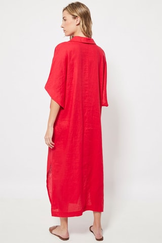 Robe longue en lin Rouge