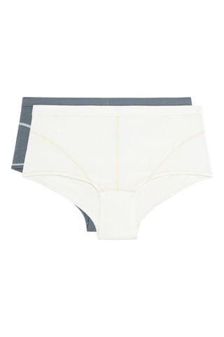2 shortys - Blanc et bleu-gris