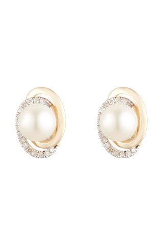 Pendientes Kochani - Oro amarillo, diamantes y perlas de agua dulce