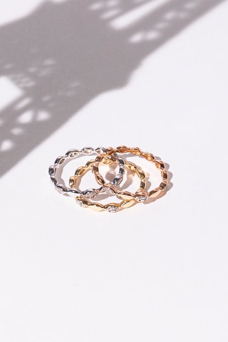 Anillo Trinity - Oro blanco, oro amarillo, oro rosa y diamantes