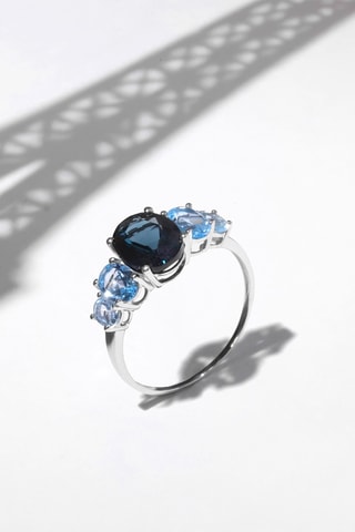 Anillo Blue Hill - Oro blanco y topacios