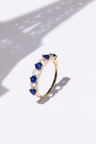 Anillo Katu - Oro amarillo, zafiros y diamantes