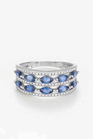 Anillo Doux rêve - Oro blanco, diamantes y zafiros