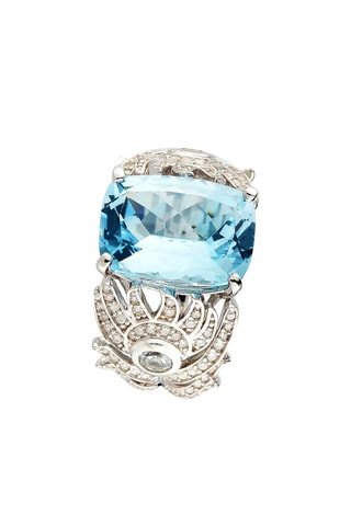 Anillo Toliara - Oro blanco, diamantes y topacio