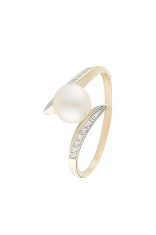 Anillo Fenoa  - Oro amarillo, diamantes y perla cultivada