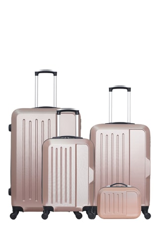 Set 3 valigie e beauty-case Vesuvio (S/M/L/K) - 55/65/75/30 cm - Dorato rosa
