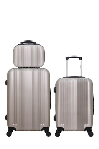 Set 2 valigie e beauty-case Lipari (S/M/K) - 55/65/23 cm - Beige