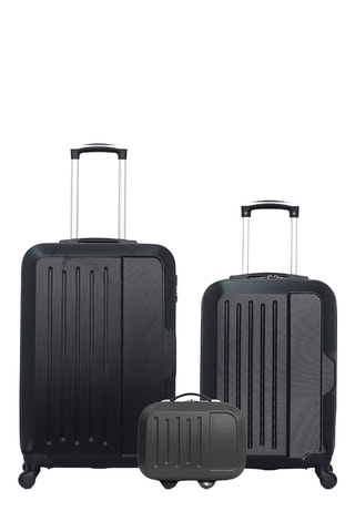 Set 2 valigie e beauty-case Vesuvio (S/M/K) - 55/65/23 cm - Nero