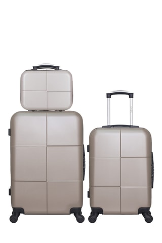 Set 2 valigie e beauty-case Coronado - (S/M/K) - 55/65/23 cm - Beige