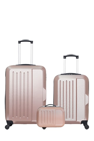 Set 2 valigie e beauty-case Vesuvio (S/M/K) - 55/65/23 cm - Dorato rosa