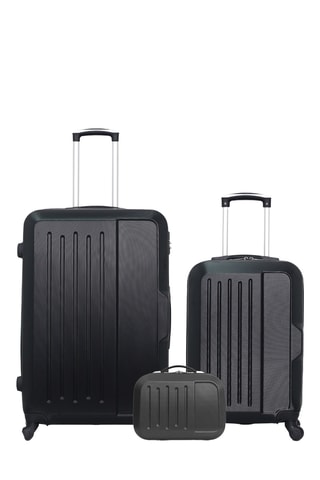 Set 2 valigie e beauty-case Vesuvio (S/L/K) - 55/75/30 cm - Nero