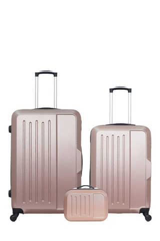 Set 2 valigie e beauty-case Vesuvio (M/L/K) - 65/75/30 cm - Dorato rosa
