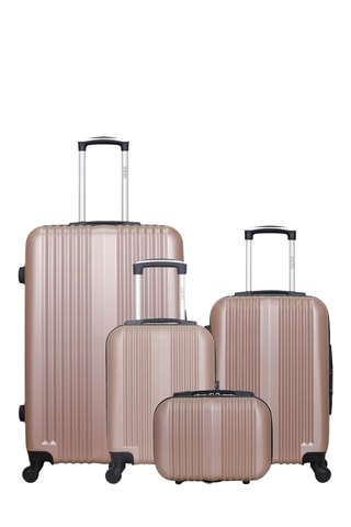 Set 3 valigie e beauty-case Lipari (XXS/S/L/K) - 46/55/75/23 cm - Dorato rosa