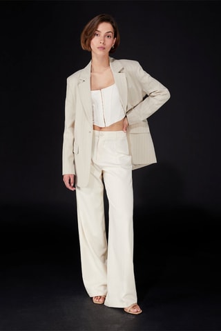 Pantaloni palazzo a vita alta - Ecrù