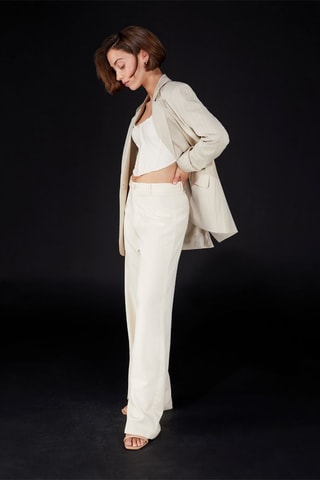 Pantaloni palazzo a vita alta - Ecrù