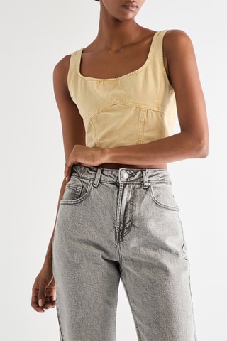 Crop top in jeans - Beige