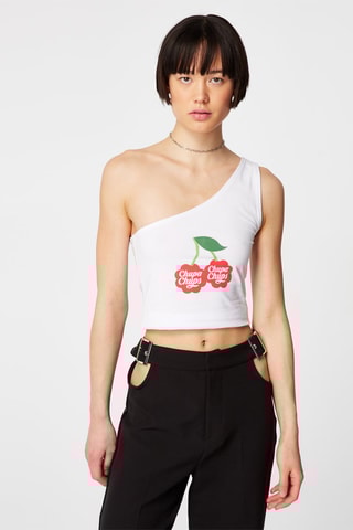Crop top asimmetrico Chupa Chups® - Bianco