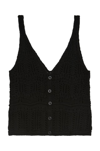 Top effetto uncinetto - Nero