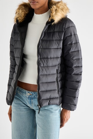 Piumino con cappuccio - Nero