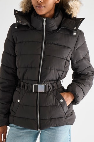 Piumino con cappuccio - Nero