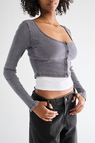 Casaco de malha curto - Cinzento