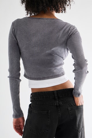 Casaco de malha curto - Cinzento