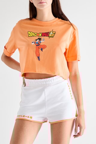 T-shirt cropped Son Goku Dragon Ball Super - Arancione