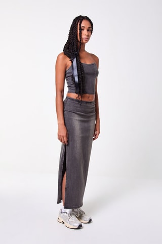 Gonna lunga in jeans - Grigio