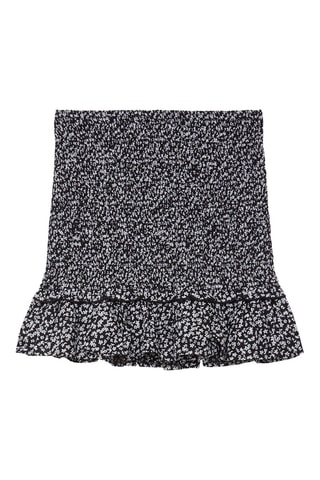 Minigonna con punto smock - Nero e bianco