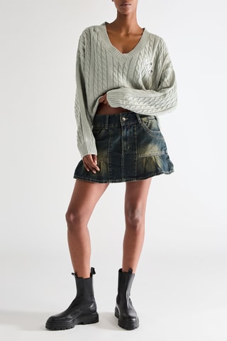 Gonna taglio dritto in jeans - Blu chiaro