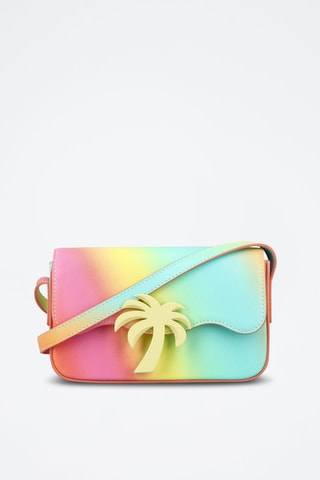 ##Sac bandoulière en cuir - Rose et bleu clair