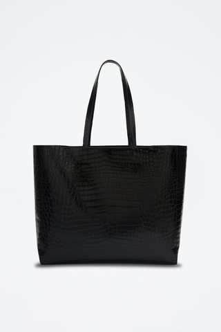 ##Cabas en cuir de veau - Noir