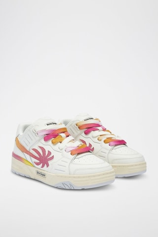 ##Baskets en cuir - Blanc et rose