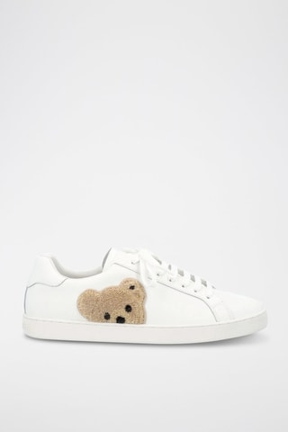 ##Baskets en cuir - Blanc et marron clair