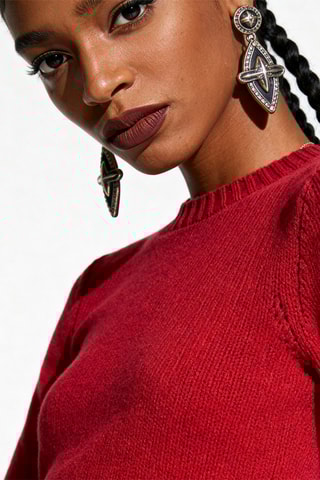 ##Pull en mérinos - Rouge