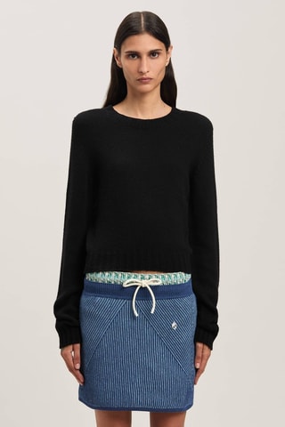 ##Pull en mérinos et cachemire - Noir et bleu clair