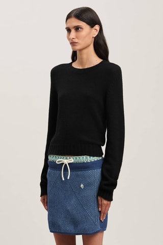 ##Pull en mérinos et cachemire - Noir et bleu clair