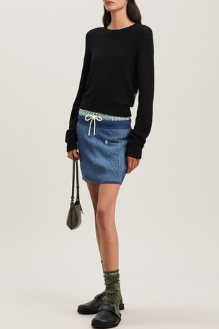 ##Pull en mérinos et cachemire - Noir et bleu clair