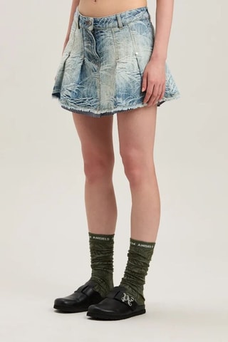 ##Jupe plissée en jean - Bleu