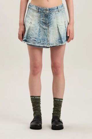 ##Jupe plissée en jean - Bleu