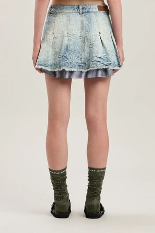 ##Jupe plissée en jean - Bleu