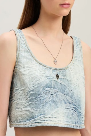 ##Crop top en jean - Bleu