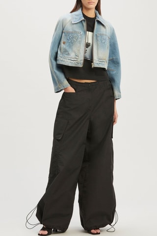 ##Veste courte en jean - Bleu