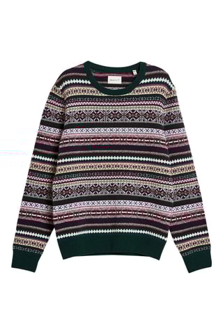 Maglia in lana d’agnello - Verde scuro ed ecrù