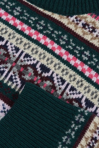 Maglia in lana d’agnello - Verde scuro ed ecrù