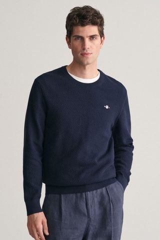 Maglia regular in cotone bio - Navy