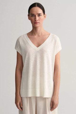 Maglia relaxed in seta senza maniche - Ecrù