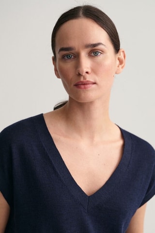 Maglia relaxed in seta senza maniche - Navy