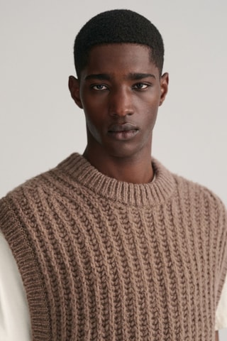 Maglia relaxed in lana senza maniche - Marrone