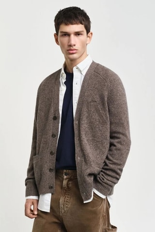 Cardigan in lana - Marrone melange